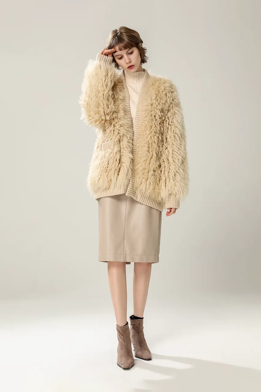 Lightweight Mid-length Shearling Coat