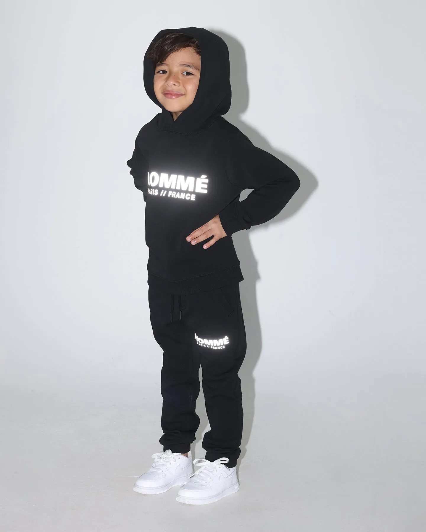 Lil Homme Kids' Motion Hoodie Set Black