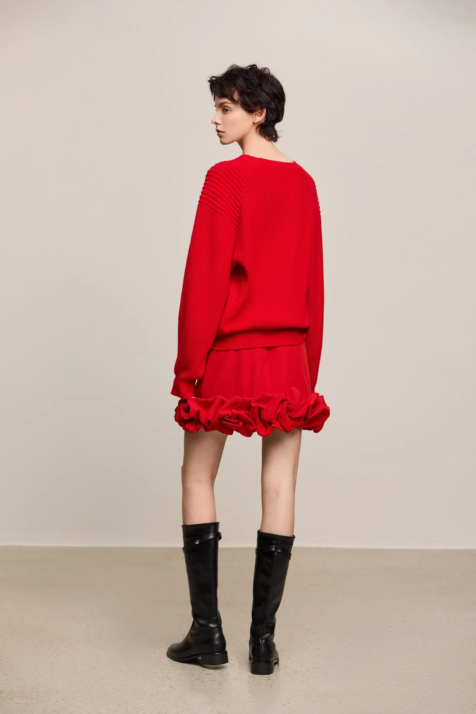 LILY Atmosphere Letter Print Red Sweater