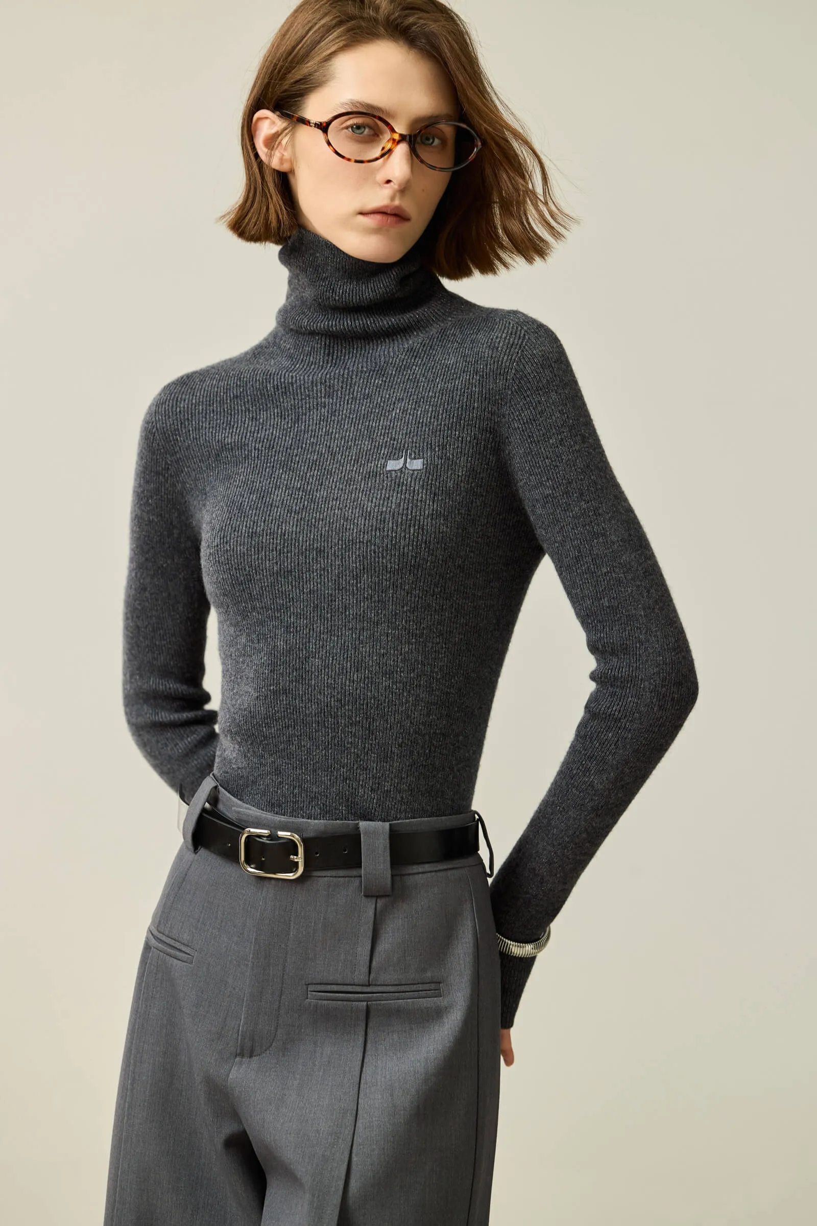 LILY Merino Wool Slouchy Turtleneck Sweater