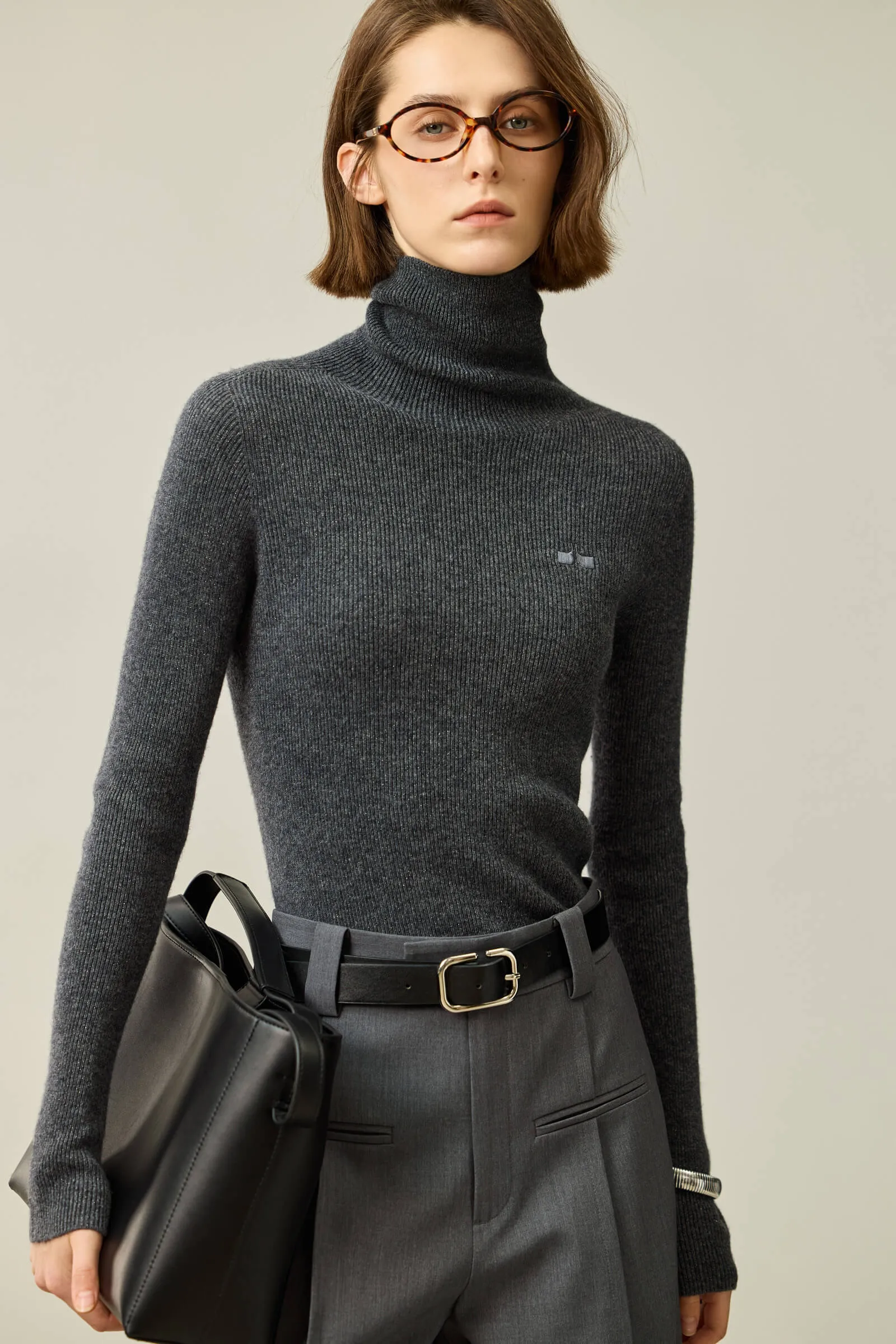 LILY Merino Wool Slouchy Turtleneck Sweater