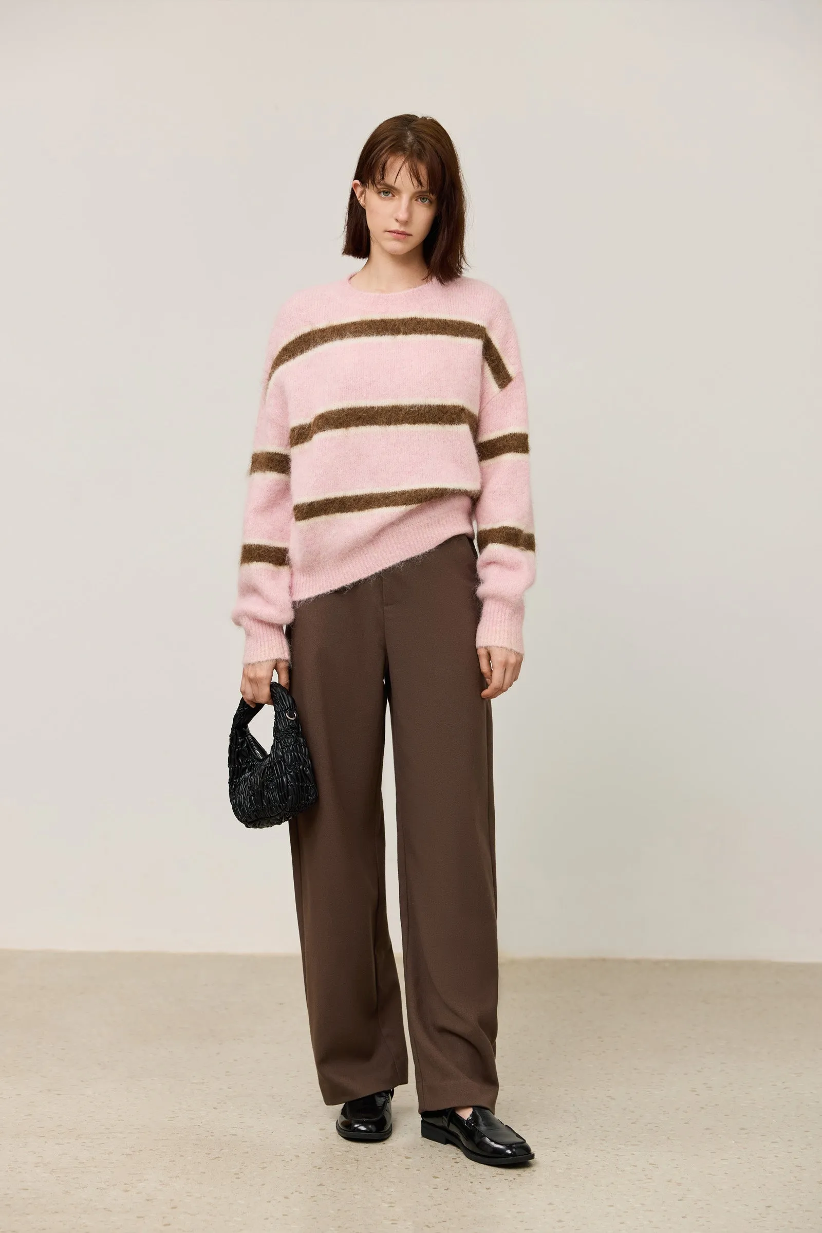 LILY Striped Relaxed Crewneck Sweater