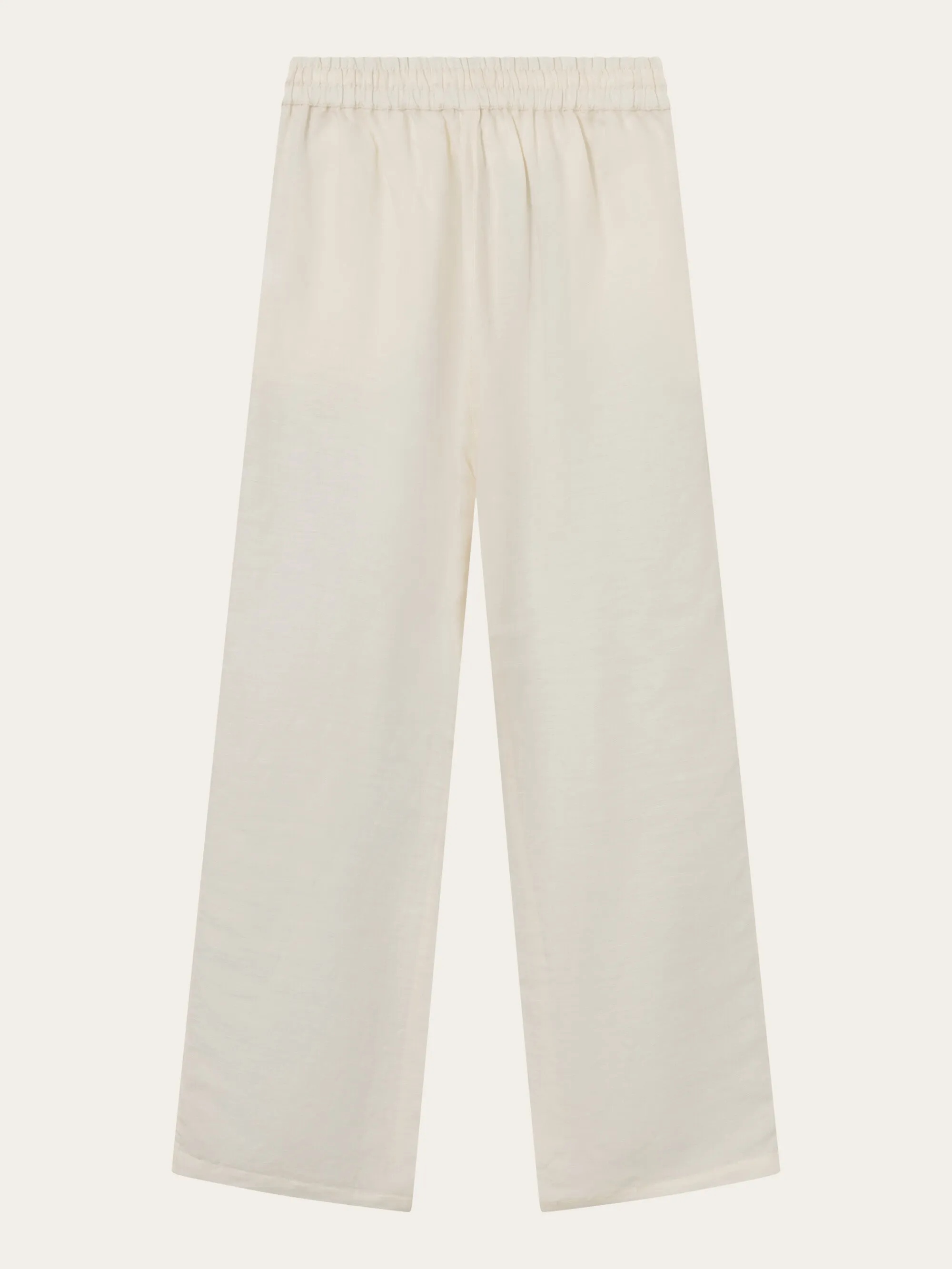 Linen Mix Elastic Waist Pants - Buttercream