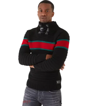 Lragos Red Men's Black & Red Fashion design Sweaters Slim-Fit