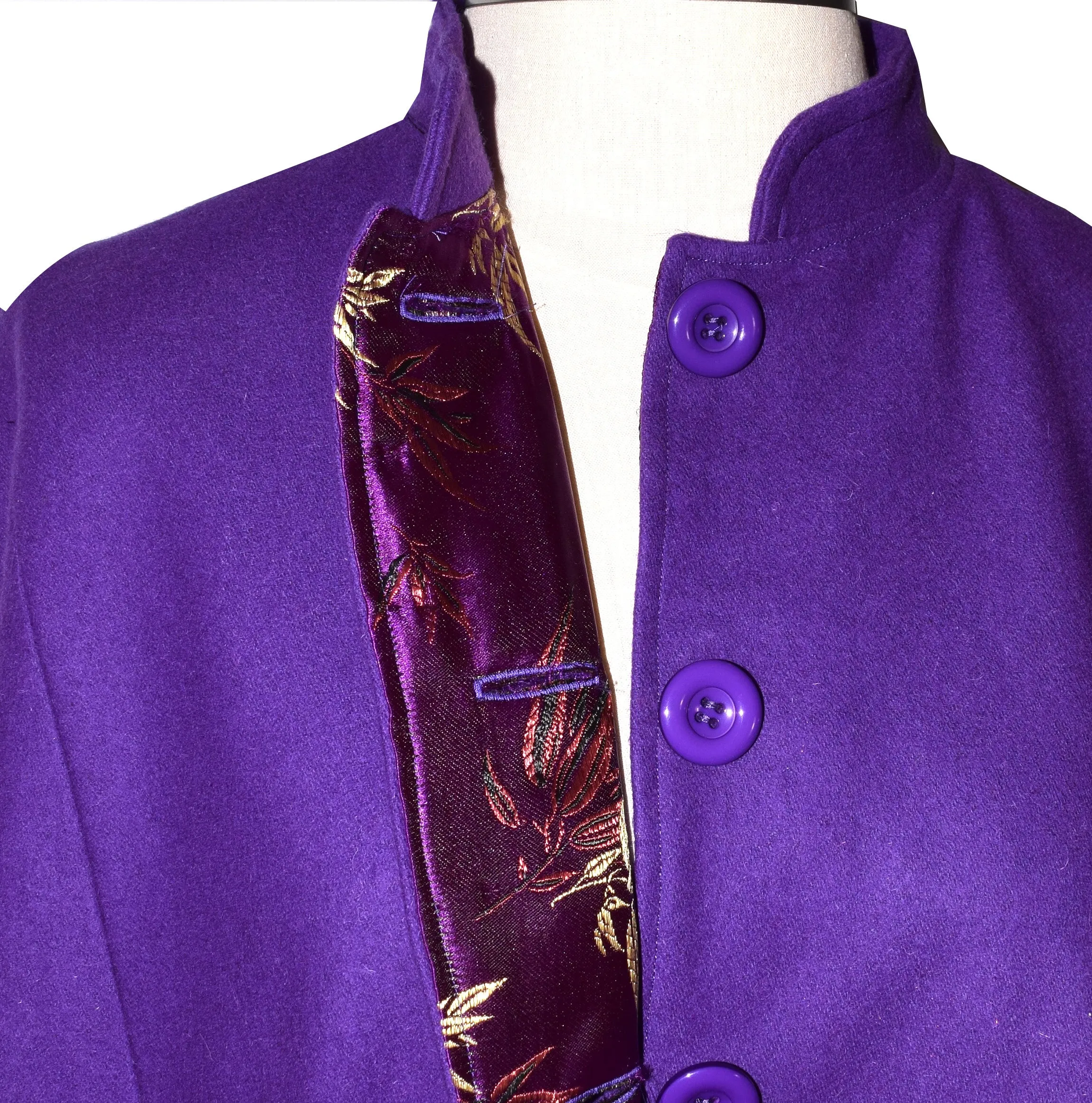 Luscious Purple Wool Blend Cape with Tie Belt