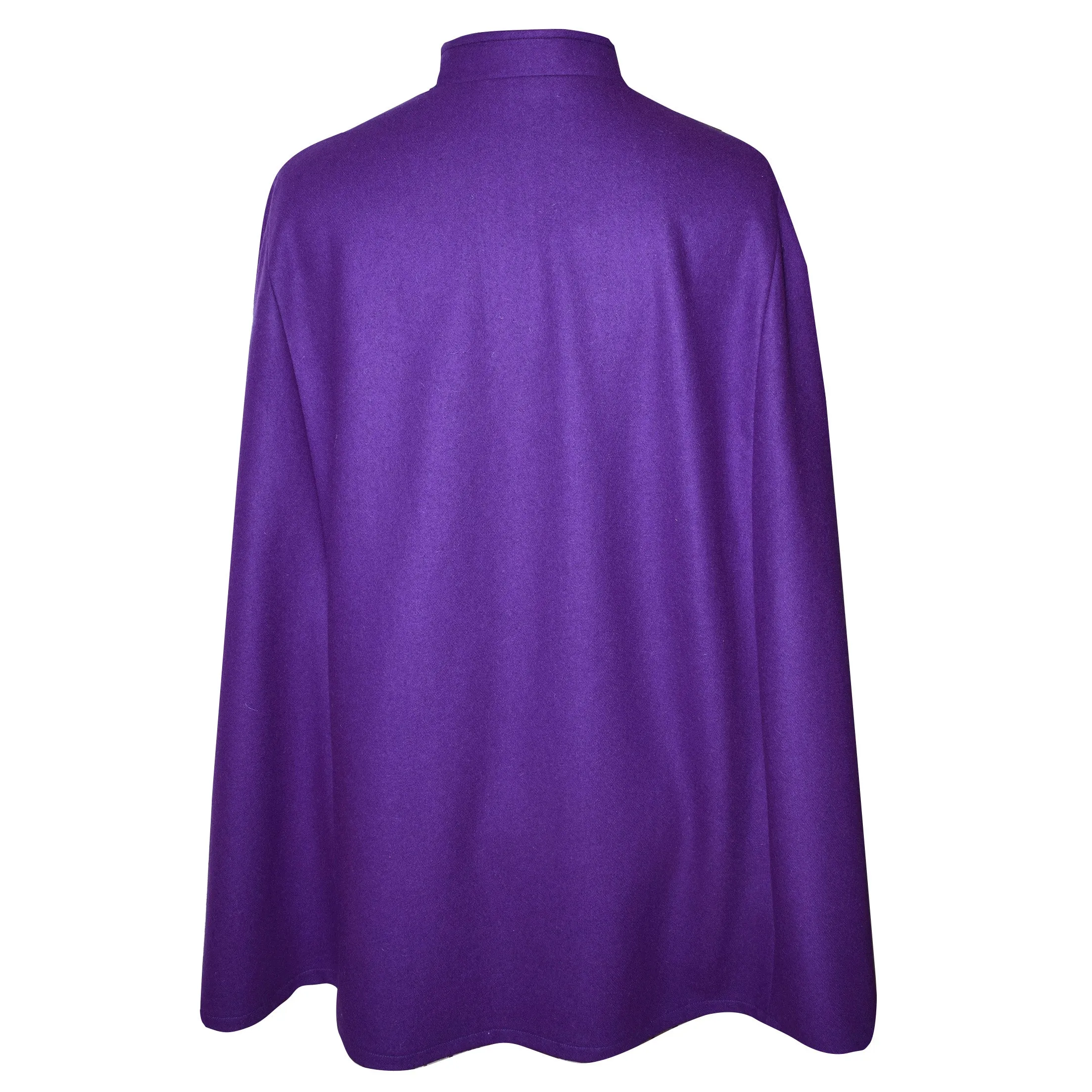 Luscious Purple Wool Blend Cape with Tie Belt