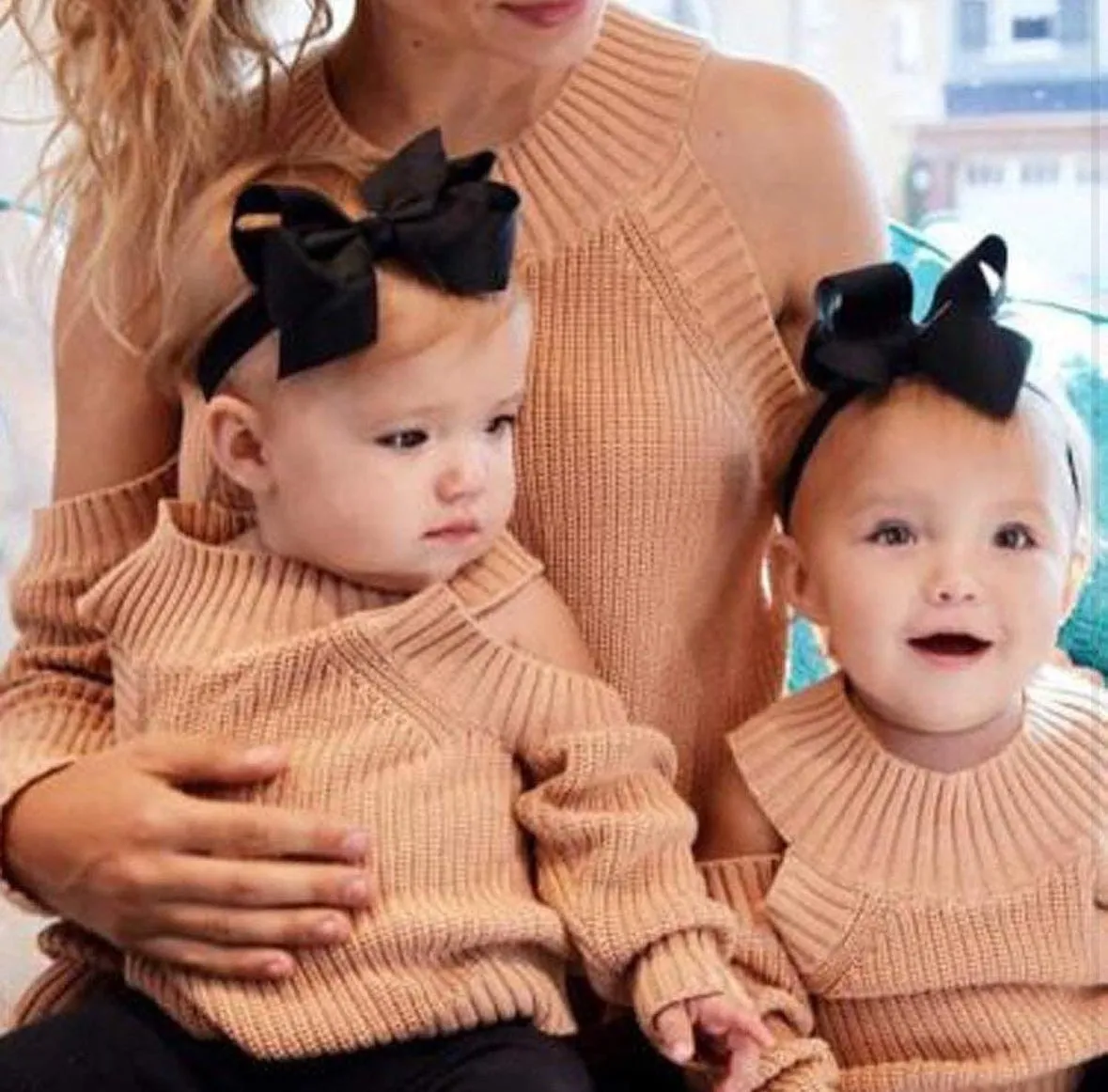 Matching Mommy and Me Peach Sweaters