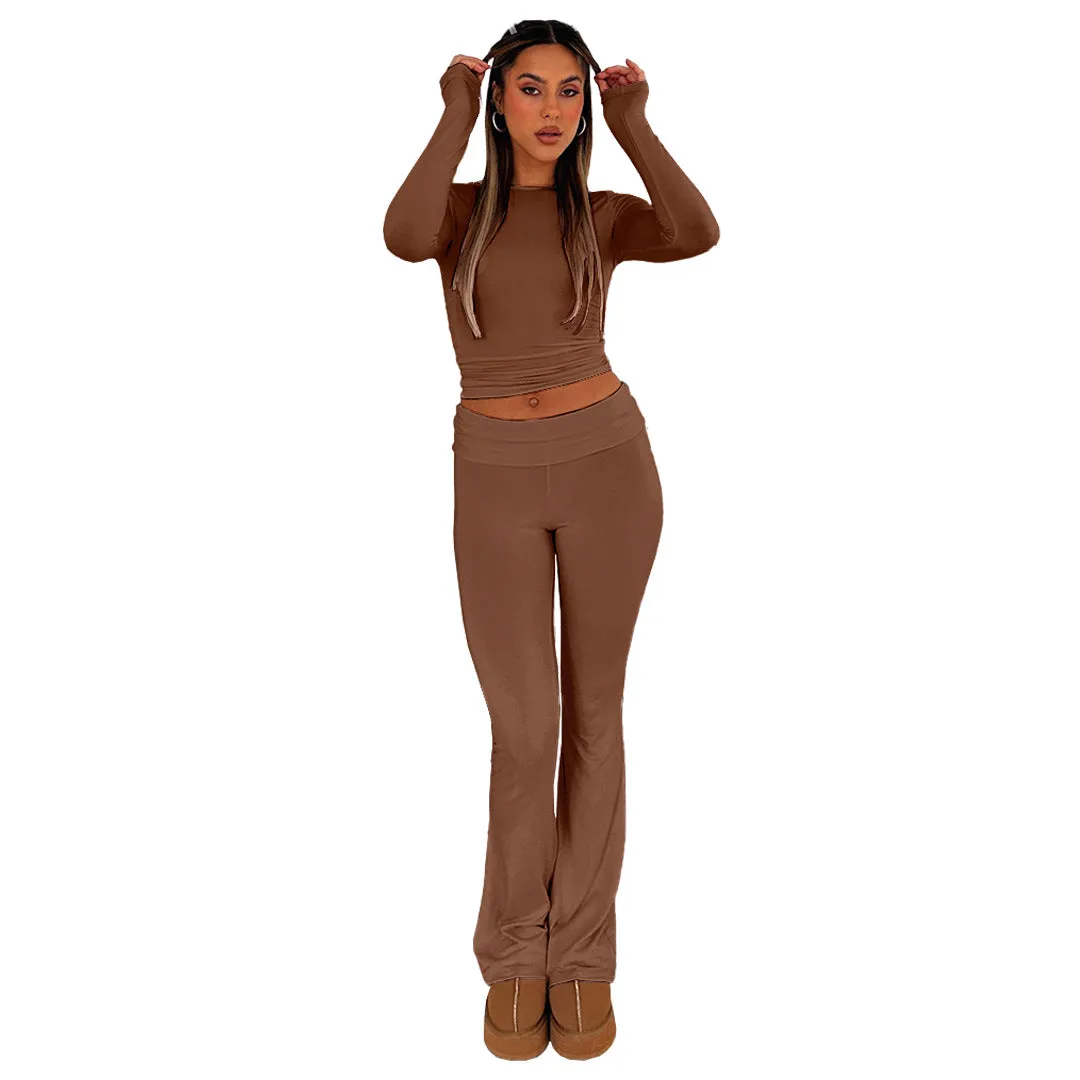 MB FASHION High-Waisted Flared Lounge Pants 6686LY