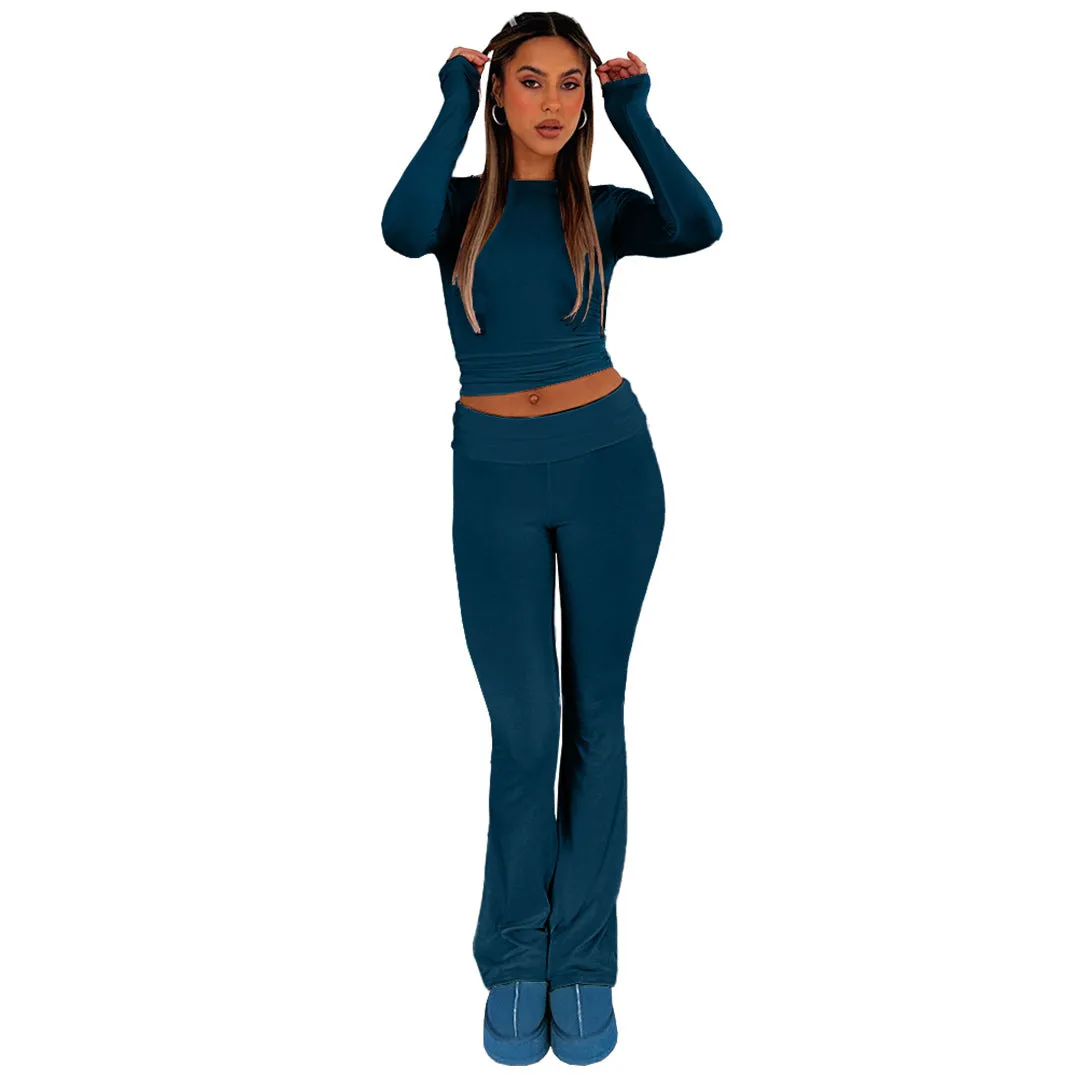 MB FASHION High-Waisted Flared Lounge Pants 6686LY