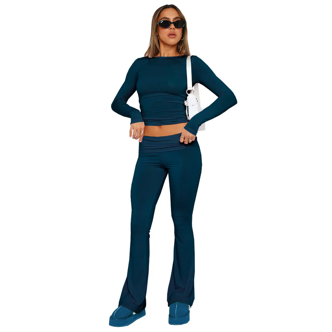 MB FASHION High-Waisted Flared Lounge Pants 6686LY