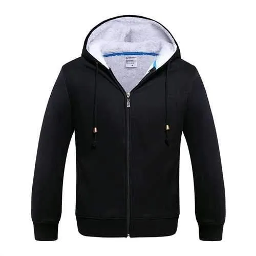 Men Winter Fleece Lined Zippered Hooded Sweatshirt Warm Casual Hoodies 8 Colors