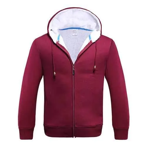 Men Winter Fleece Lined Zippered Hooded Sweatshirt Warm Casual Hoodies 8 Colors