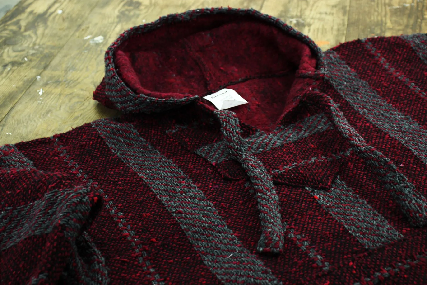 Mexican Baja Jerga Hoody - Maroon Speck