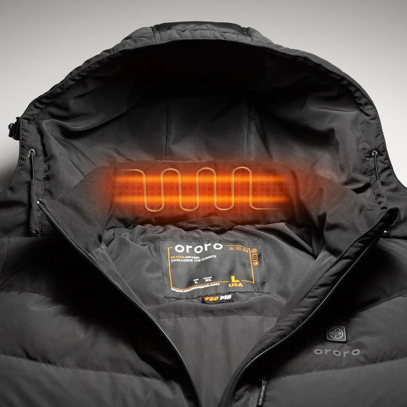 (Open-box) Men's Heated Down Jacket - Black (Battery Set Not Included)