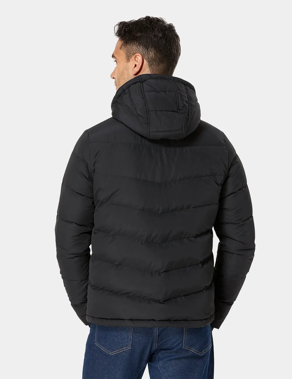 (Open-box) Men's Heated Down Jacket - Black (Battery Set Not Included)