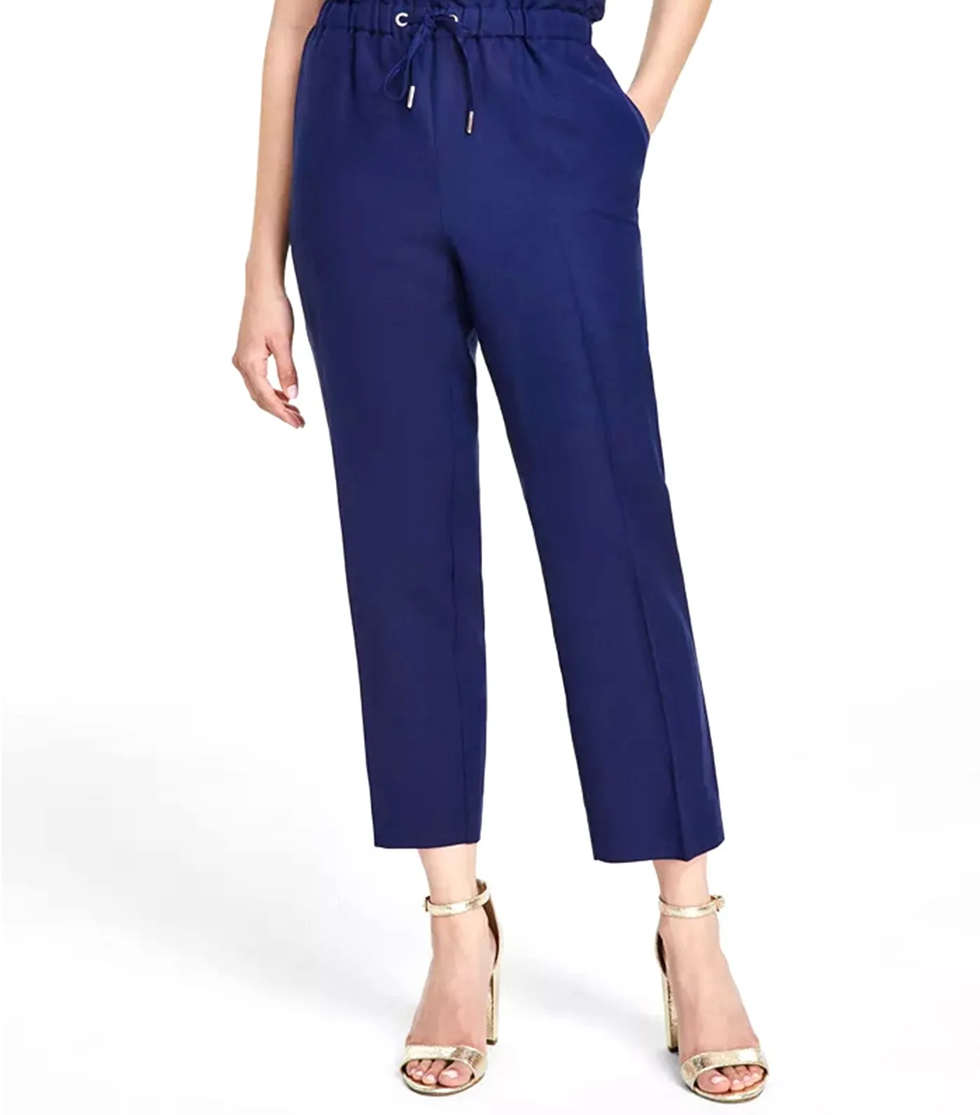 Petite Drawstring-Waist Cropped Pull-On Pants Distant Mountain