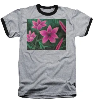 Pink Lilies - Baseball T-Shirt