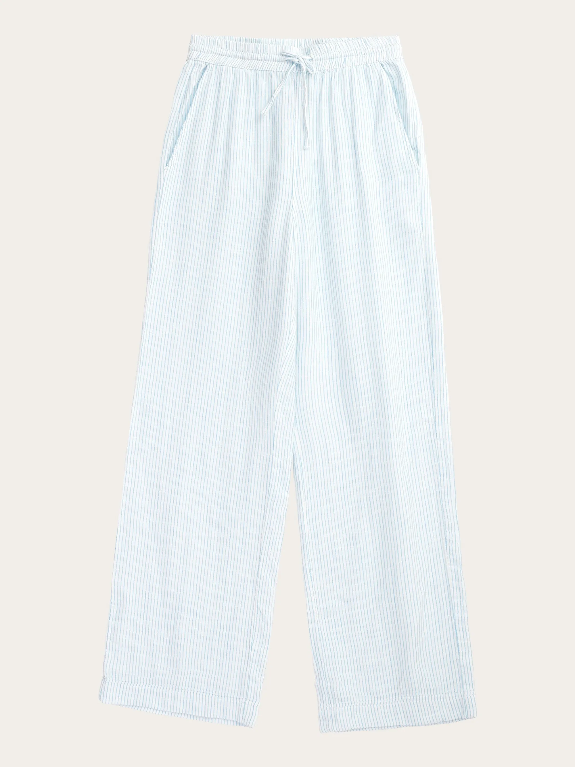 POSEY wide mid-rise double faced stripe pants - GOTS/Vegan - Blue stripe