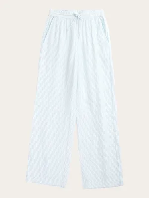 POSEY wide mid-rise double faced stripe pants - GOTS/Vegan - Blue stripe