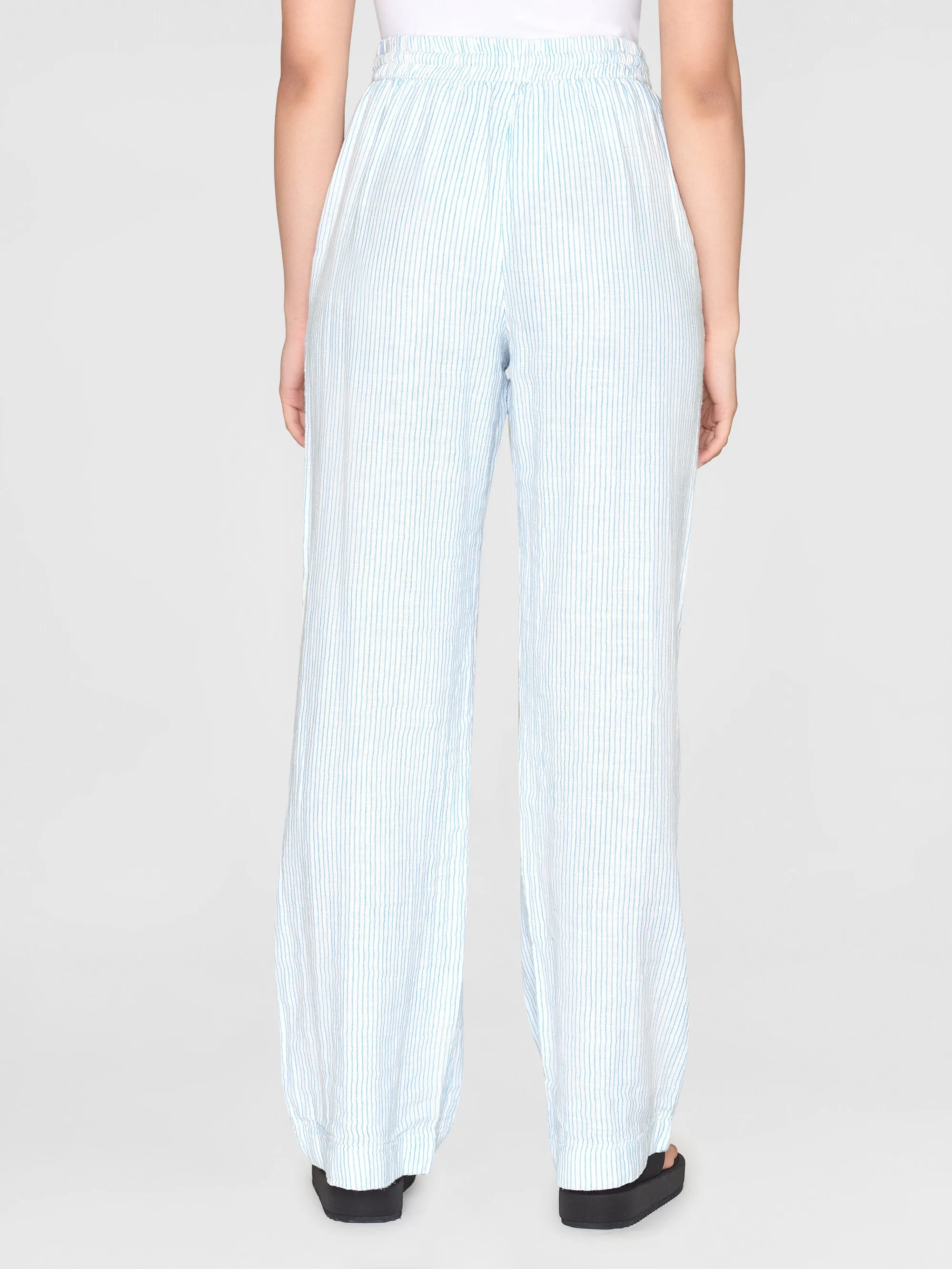 POSEY wide mid-rise double faced stripe pants - GOTS/Vegan - Blue stripe