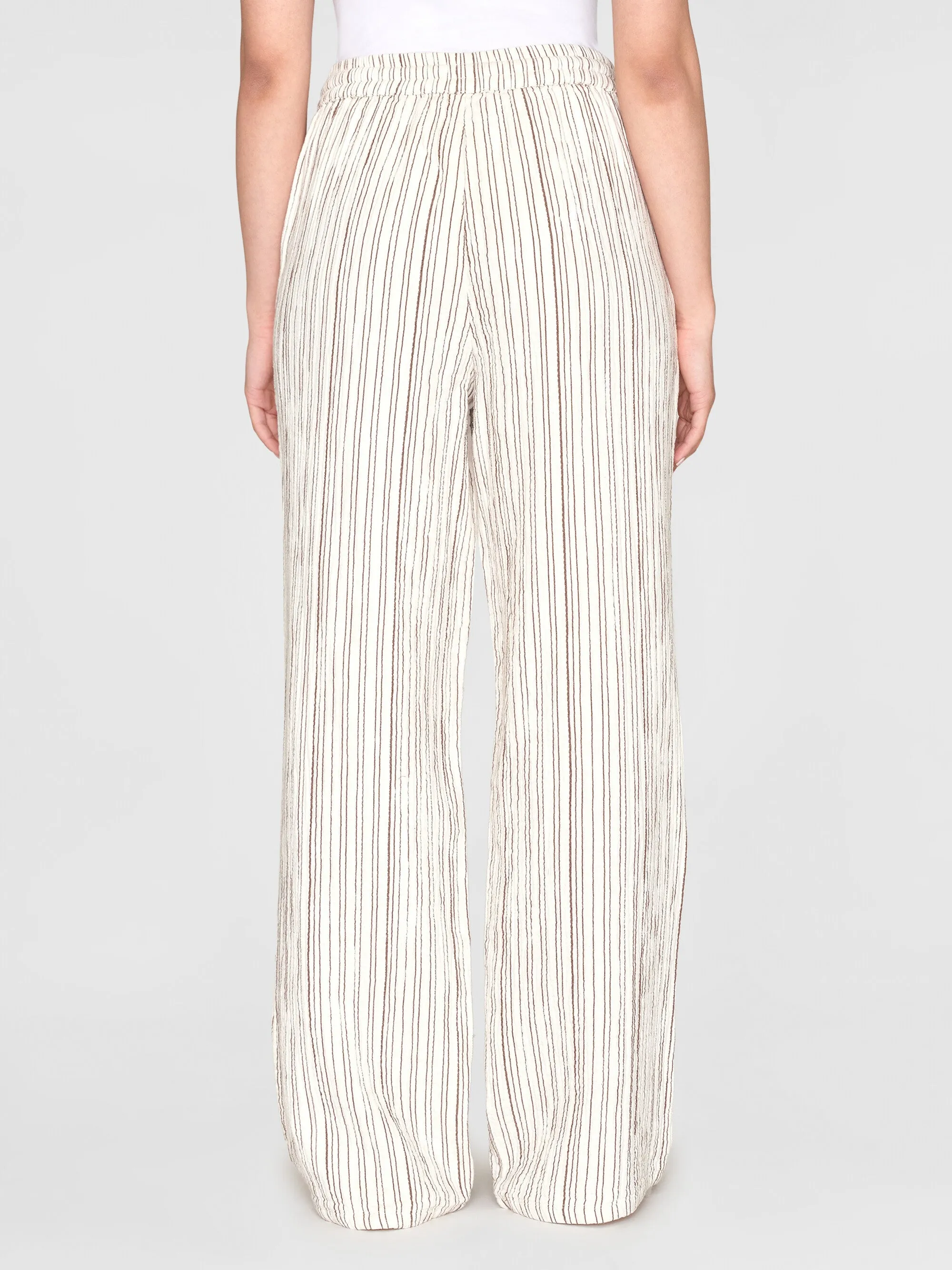 POSEY wide mid-rise wrinkle stripe pants - GOTS/Vegan - Brown stripe