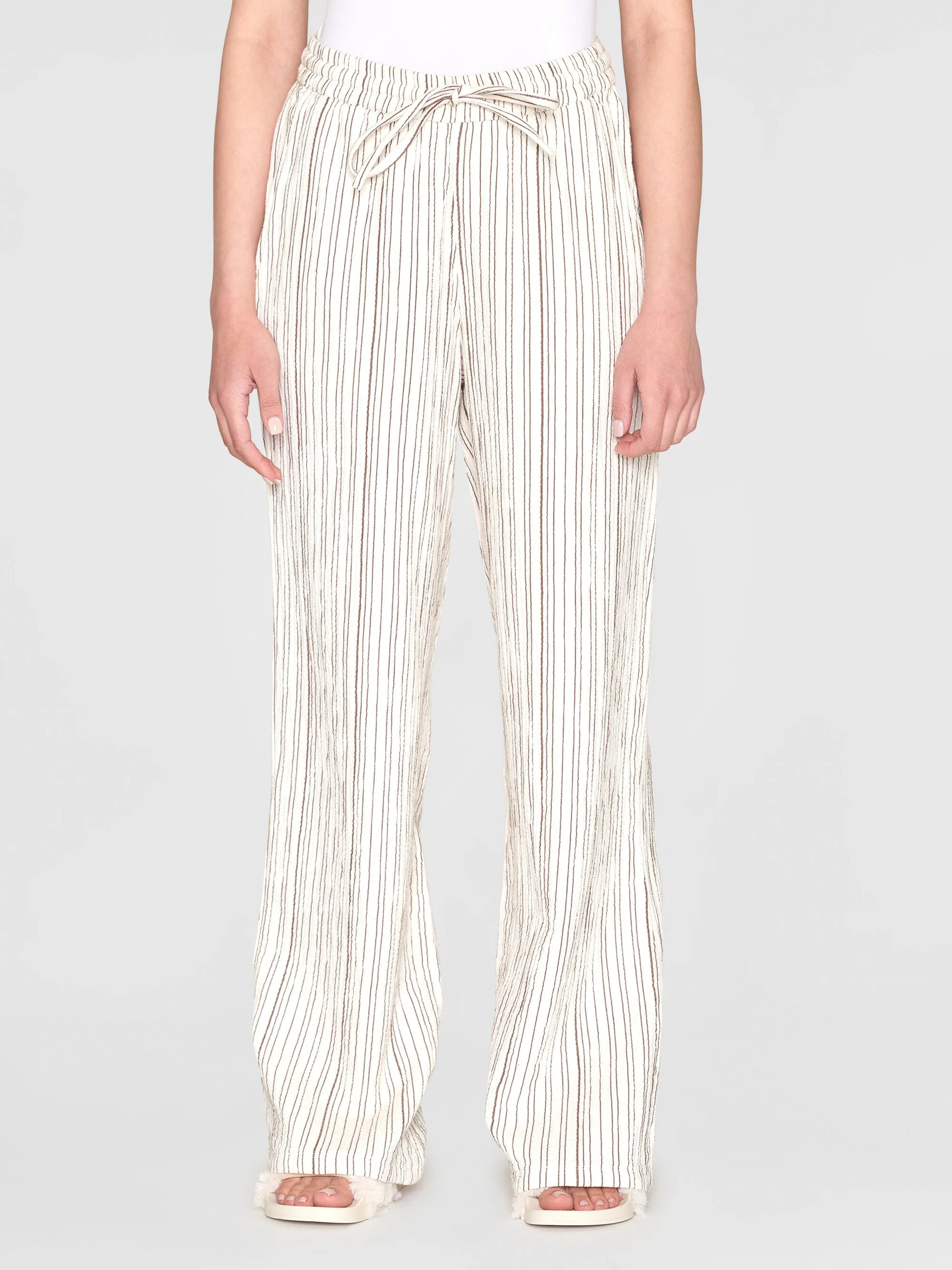 POSEY wide mid-rise wrinkle stripe pants - GOTS/Vegan - Brown stripe