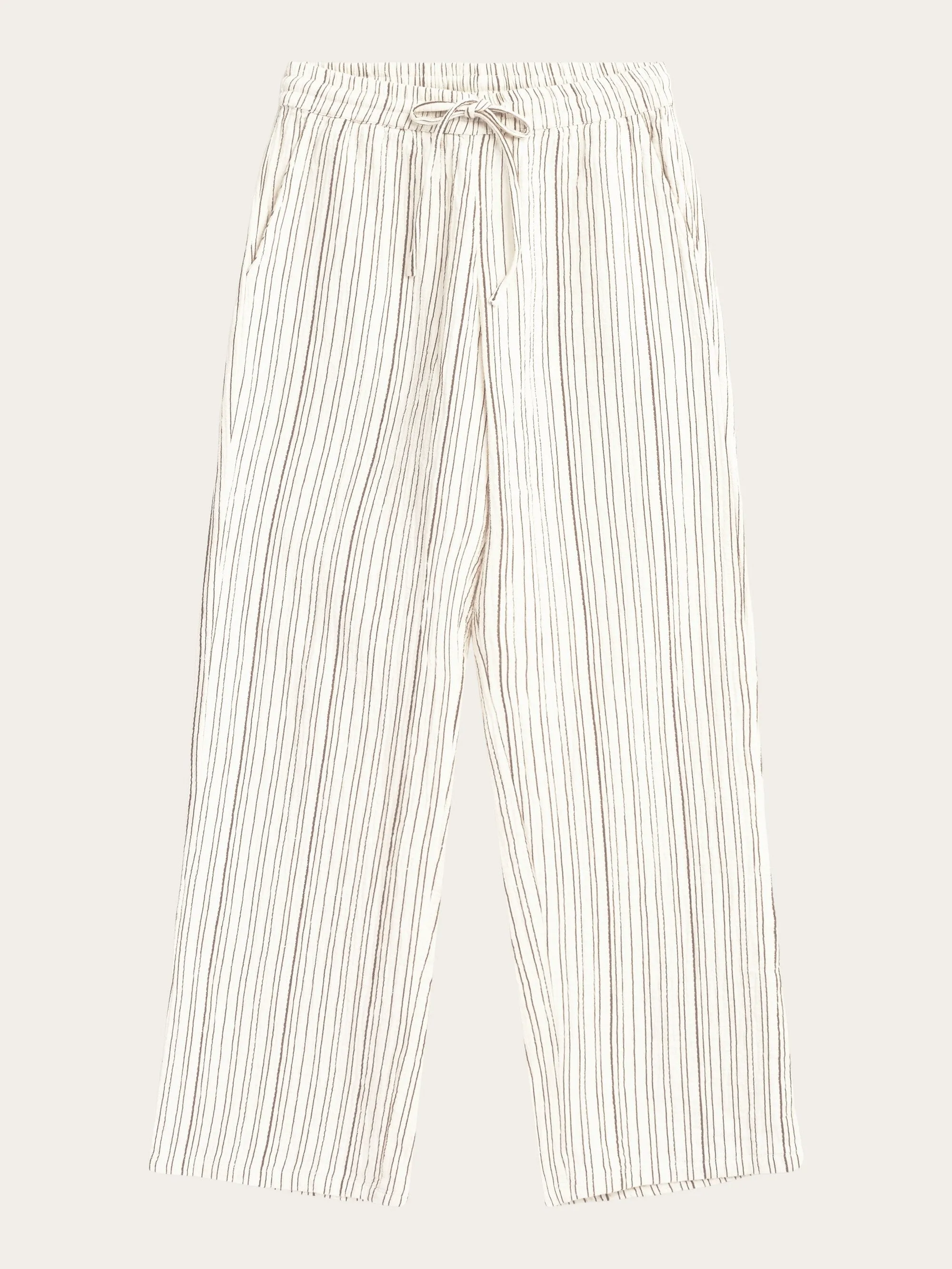 POSEY wide mid-rise wrinkle stripe pants - GOTS/Vegan - Brown stripe