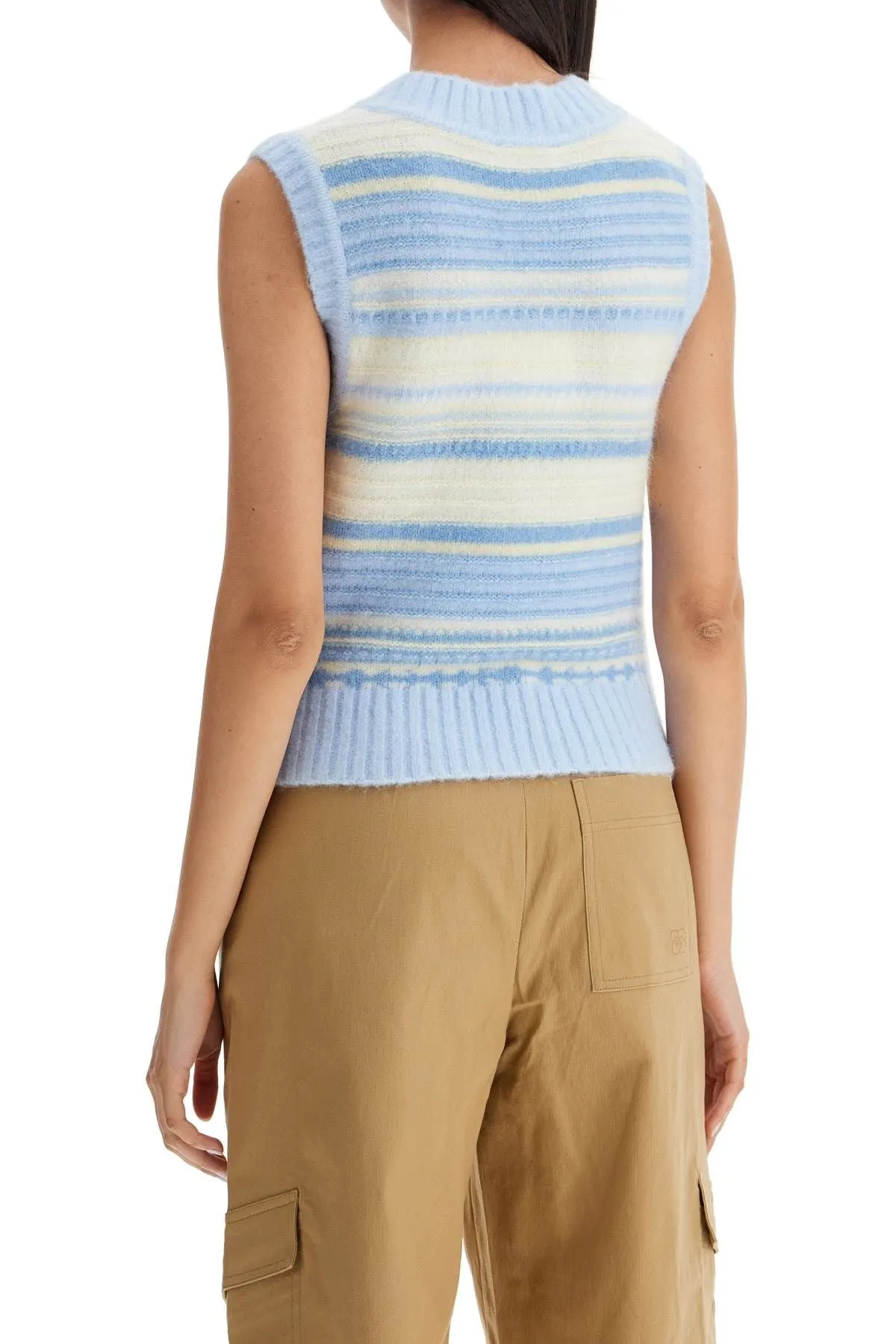 "SOFT STRIPED KNIT VEST WITH A COMFORTABLE