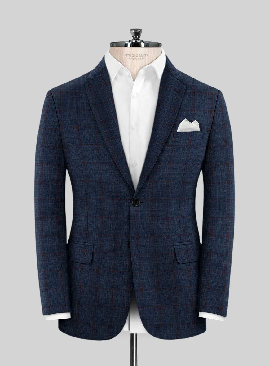 Reda Zodiac Blue Checks Wool Suit