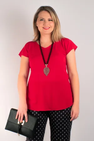 Sassy Red Short Sleeve Jersey Top