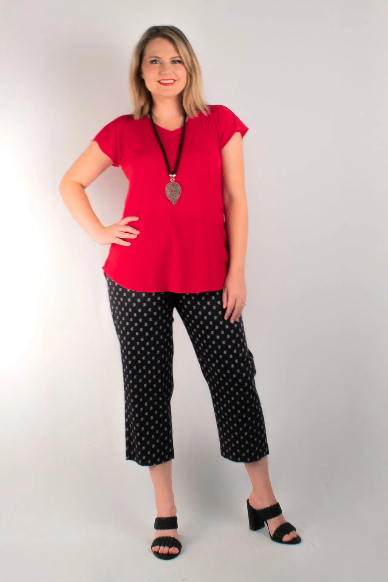 Sassy Red Short Sleeve Jersey Top