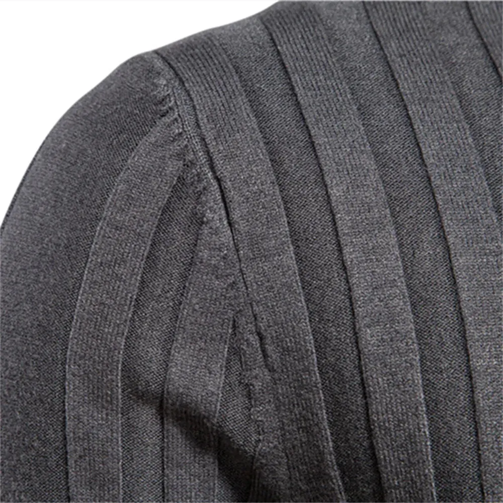 Slim Fit Pullovers Turtleneck Men Casual Basic Solid Color Warm Striped Sweater Mens New Winter Fashion Sweaters Male