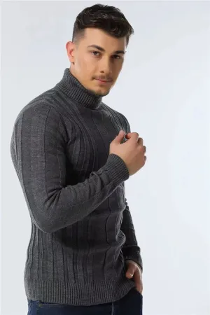 Slim Fit Pullovers Turtleneck Men Casual Basic Solid Color Warm Striped Sweater Mens New Winter Fashion Sweaters Male