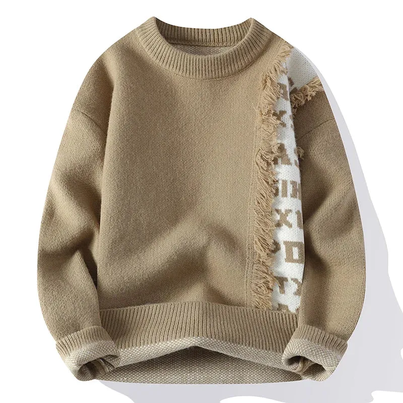 Solid Contrast Side Hole Ripped Sweater