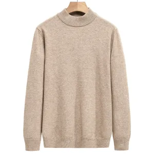 Solid Knitted Pullover Mock Neck Sweater