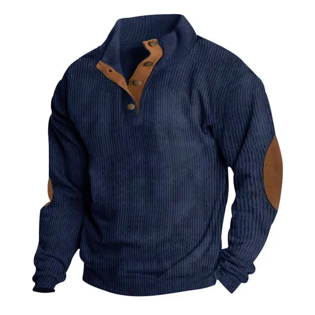 Solid Outdoor Casual Buttoned Sweatshirt