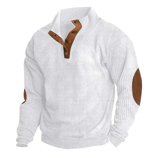 Solid Outdoor Casual Buttoned Sweatshirt