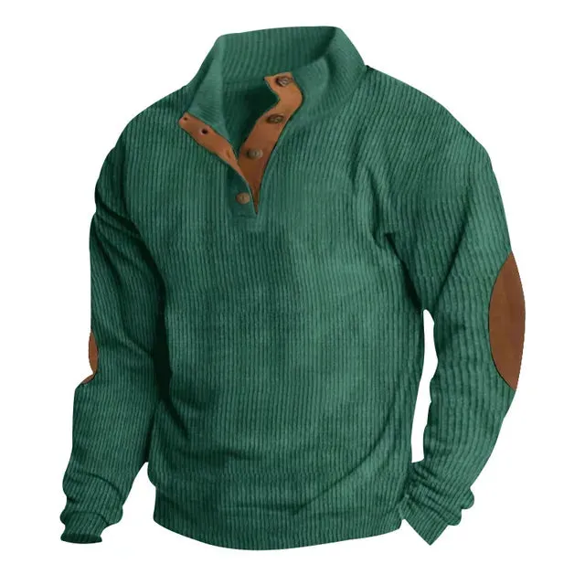 Solid Outdoor Casual Buttoned Sweatshirt