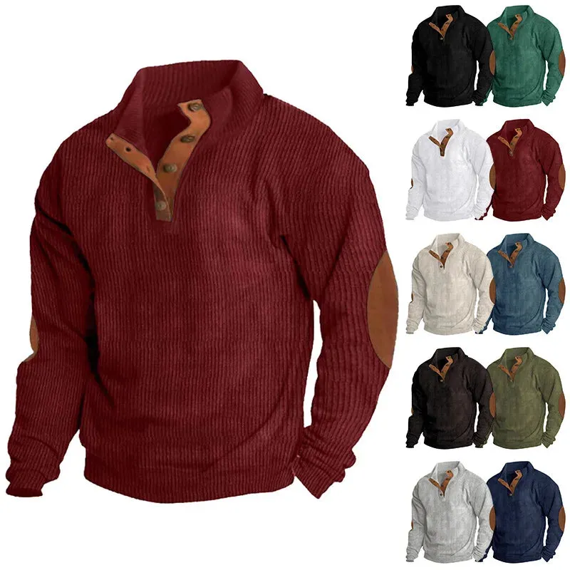 Solid Outdoor Casual Buttoned Sweatshirt