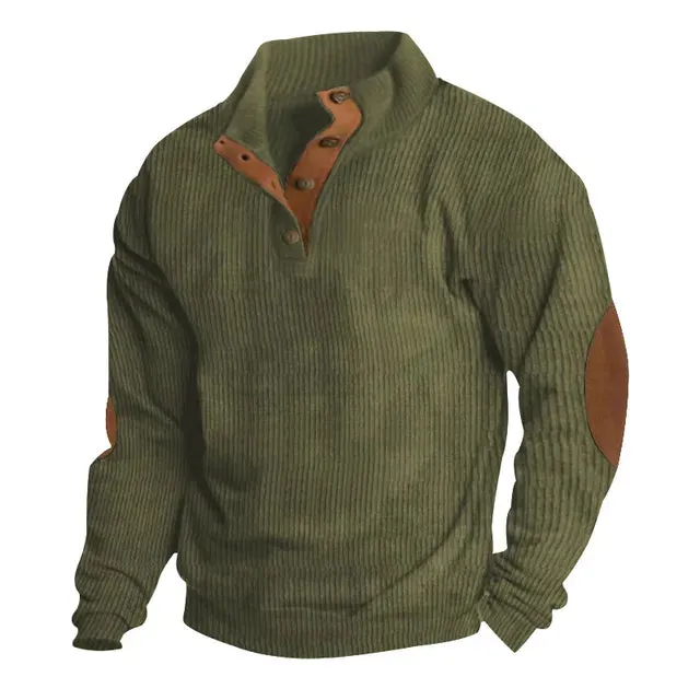 Solid Outdoor Casual Buttoned Sweatshirt