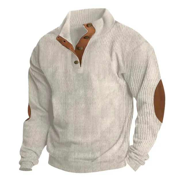 Solid Outdoor Casual Buttoned Sweatshirt