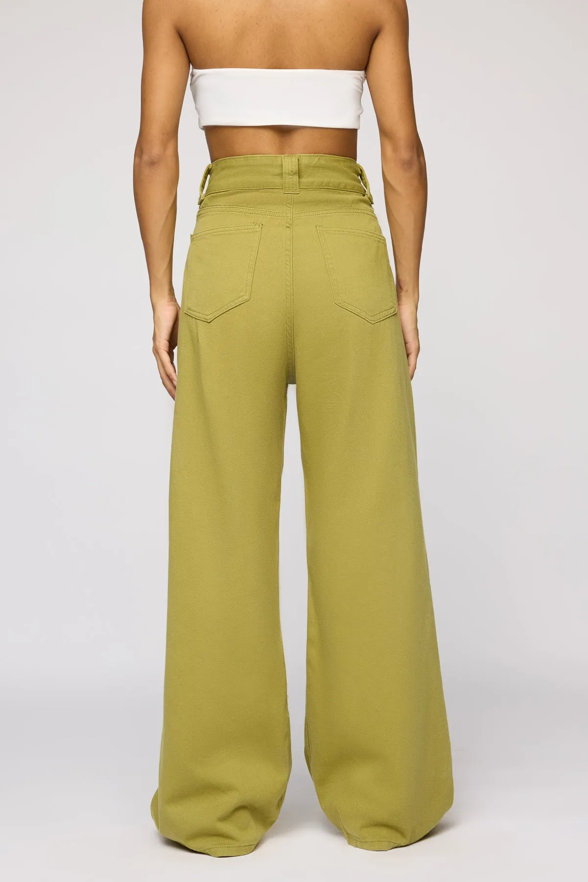 Spring Green Denim Korean Pants