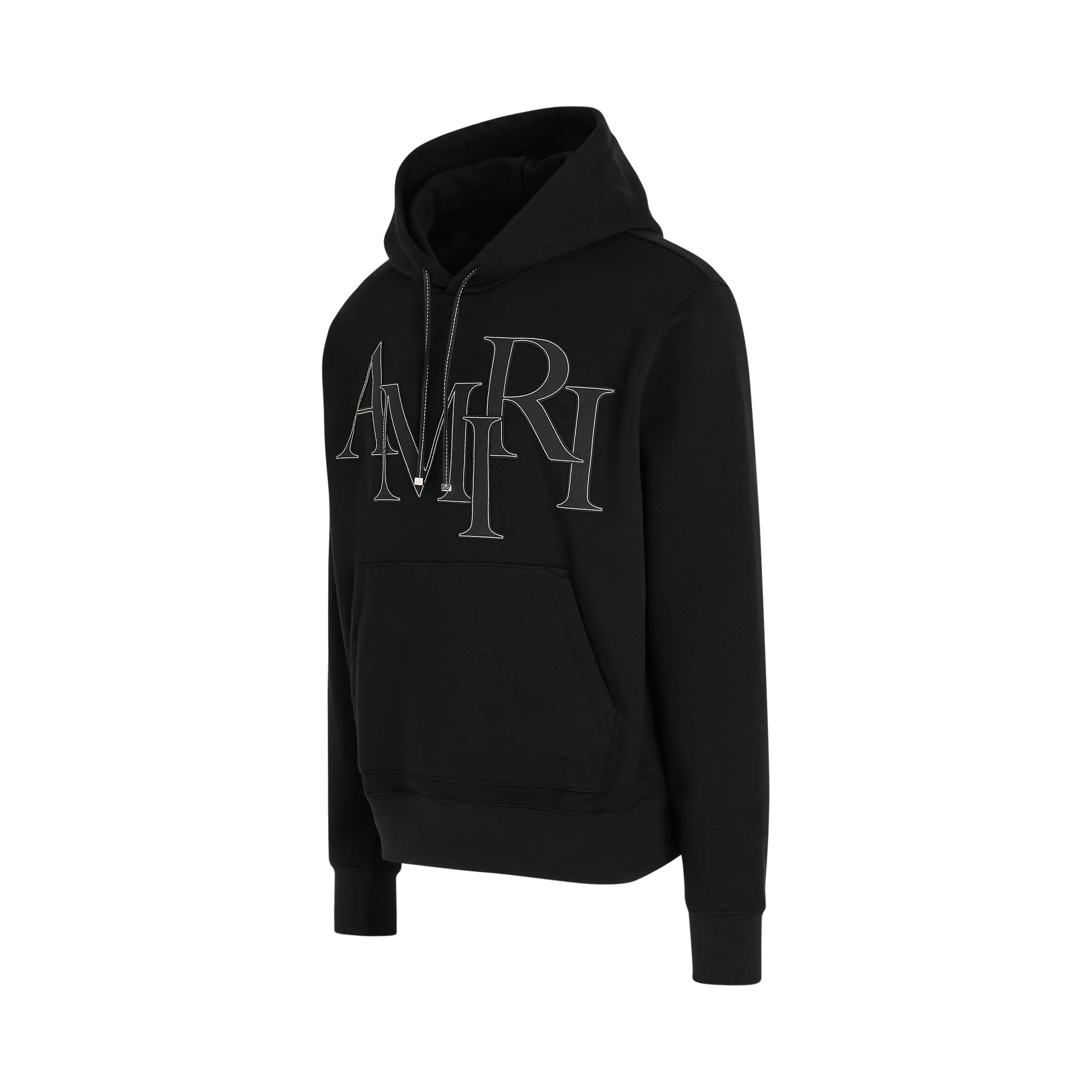 Staggered Logo Hoodie in Black