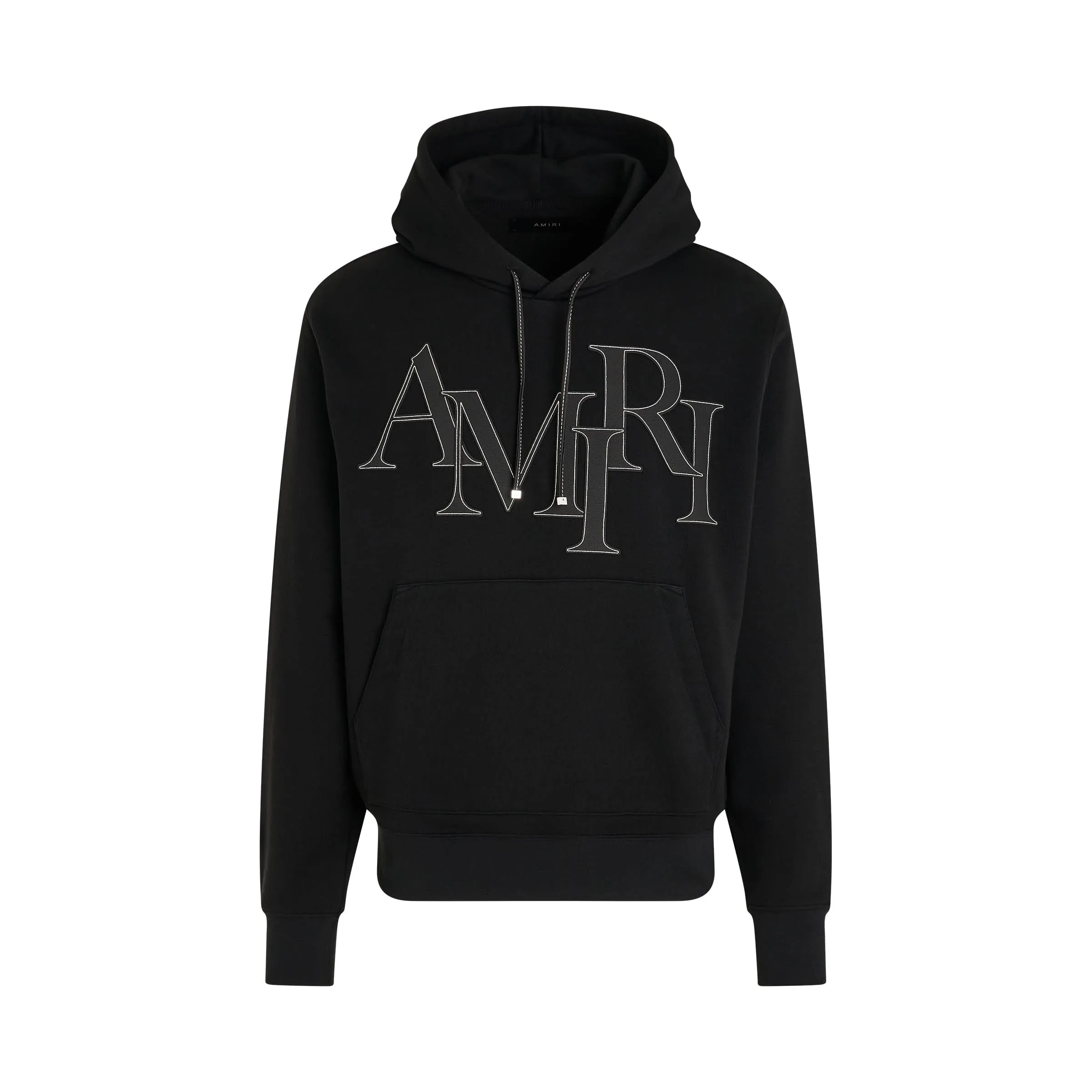 Staggered Logo Hoodie in Black