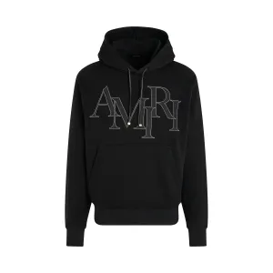 Staggered Logo Hoodie in Black