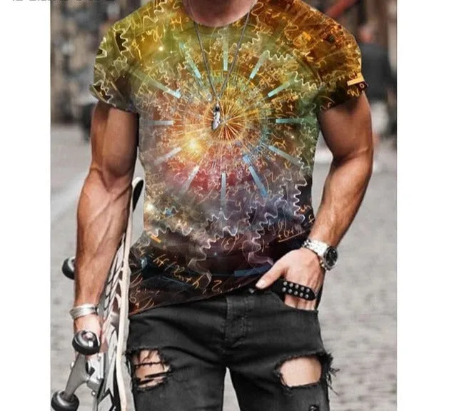 Summer New Fashion 3D Print Tops Streetwear Mens T-shirt Masculinas Casual Pullovers Plus Size 4xl 5xl Men Tees Clothing