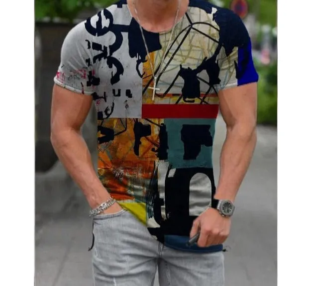 Summer New Fashion 3D Print Tops Streetwear Mens T-shirt Masculinas Casual Pullovers Plus Size 4xl 5xl Men Tees Clothing