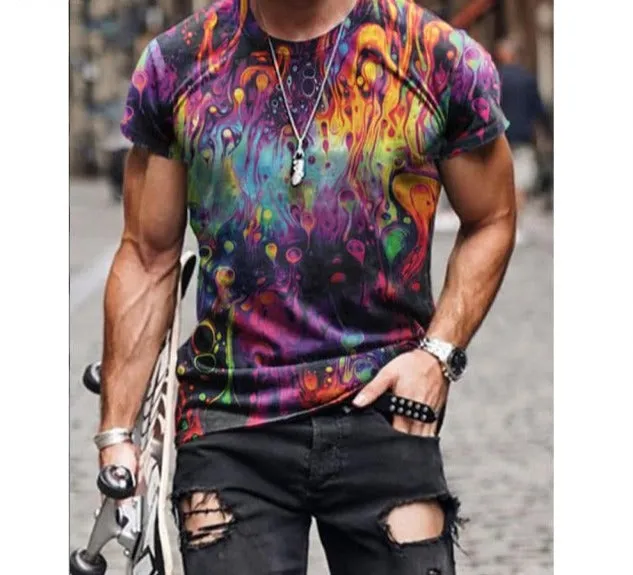 Summer New Fashion 3D Print Tops Streetwear Mens T-shirt Masculinas Casual Pullovers Plus Size 4xl 5xl Men Tees Clothing