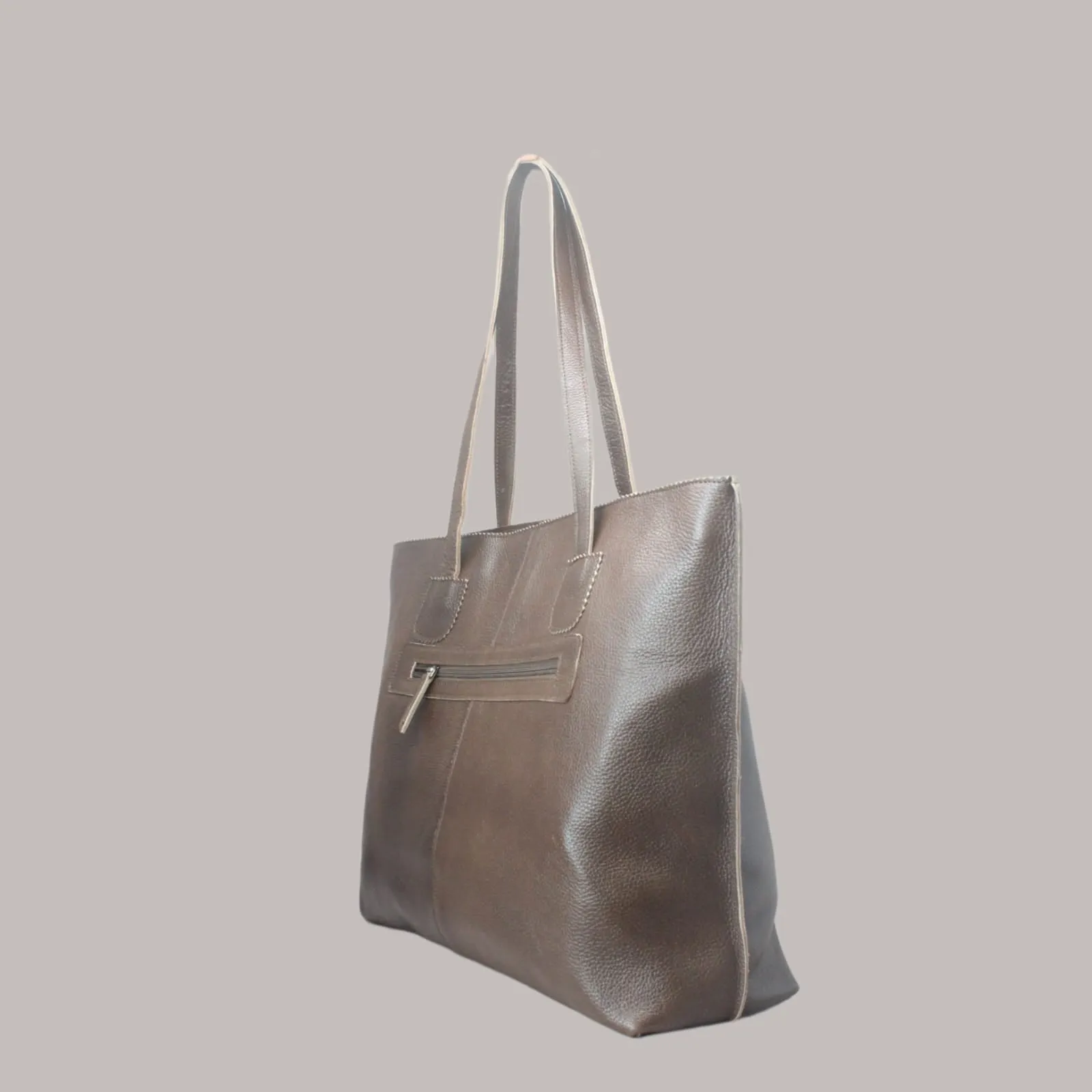 Taha Genuine Leather Brown Women's Tote Bag