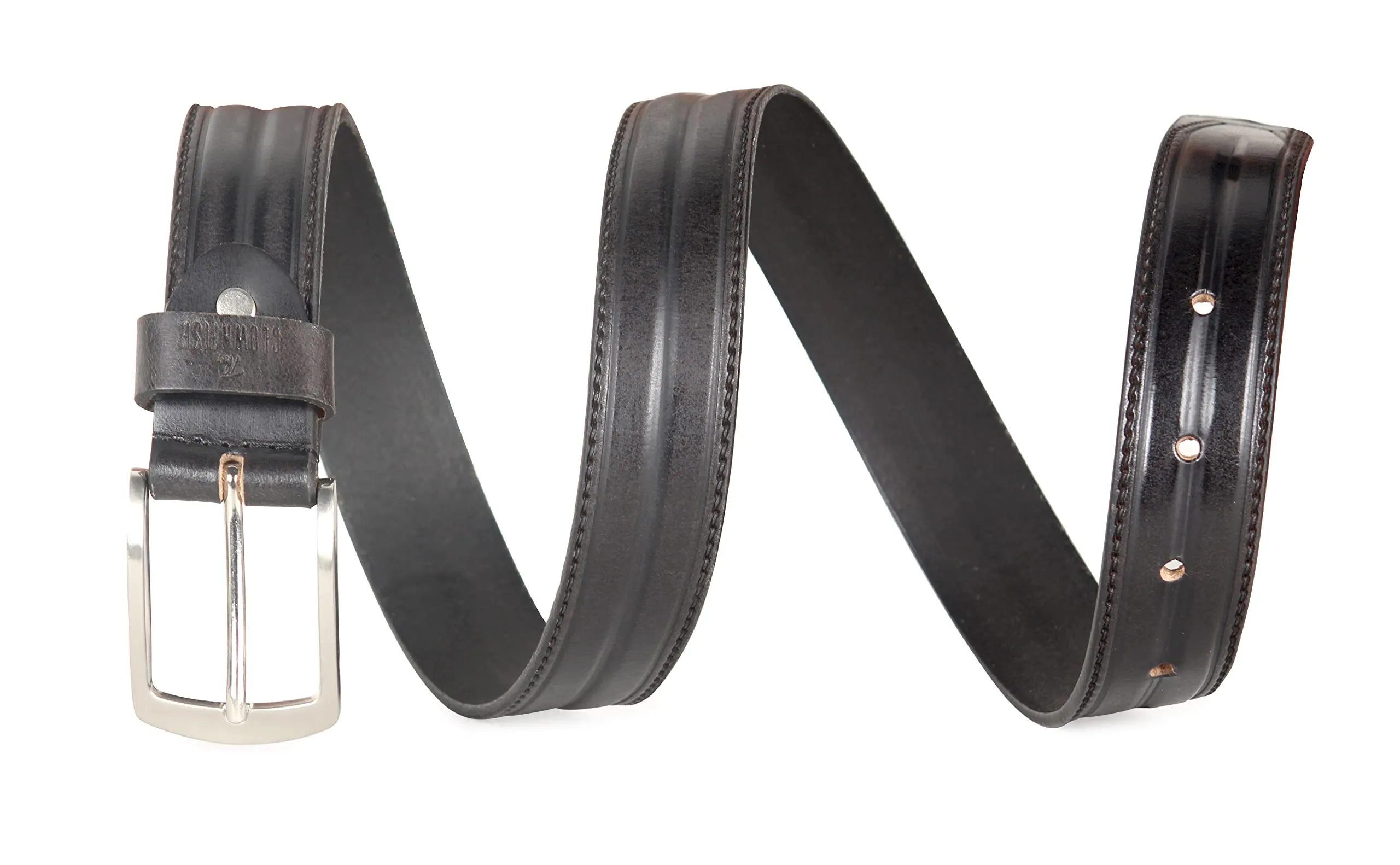 THE CLOWNFISH Men's Genuine Leather Belt with Textured/Embossed Design-Olive Black (Size-36 inches)